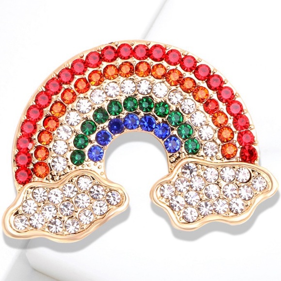 🔥2/$20 Rainbow Brooch Rainbow Rhinestone Pin - Picture 5 of 5